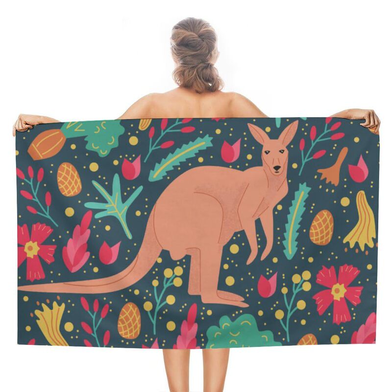 Beach Towel Bath Towel Towel Floral Pattern Australian Kangaroo Beach Towel Women Girls Children Men Lightweight Beach Towel Bath Towel Towel Floral Pattern Australian Kangaroo Beach Towel Women Girls Children Men Lightweight