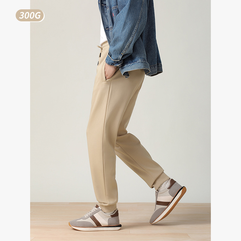 300g tela antibacteriana cremallera casual sweatpants hombres de alta cintura punto pantalones otoño nueva pareja básica