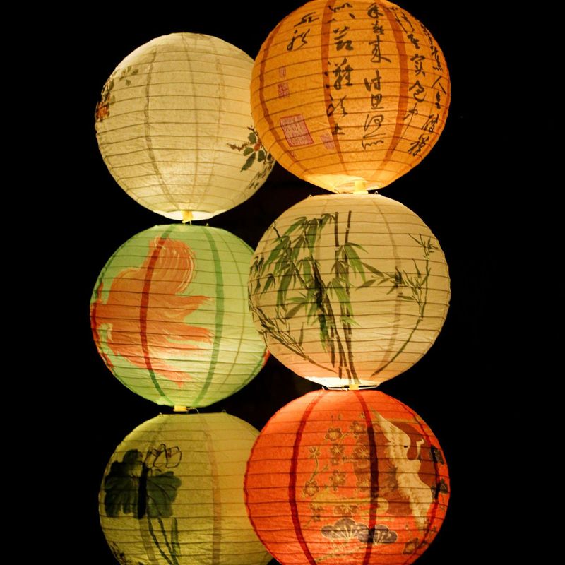 Chinese-Style Paper Lanterns for Outdoor Scene Decoration, Traditional Printed Lampshades, Teahouse Tea Brewing Lanterns, Hanging Ornaments