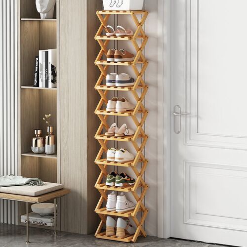 Freestanding foldable shoe rack for entryway, household multi-layer small dormitory narrow storage simple shelf shoe cabinet