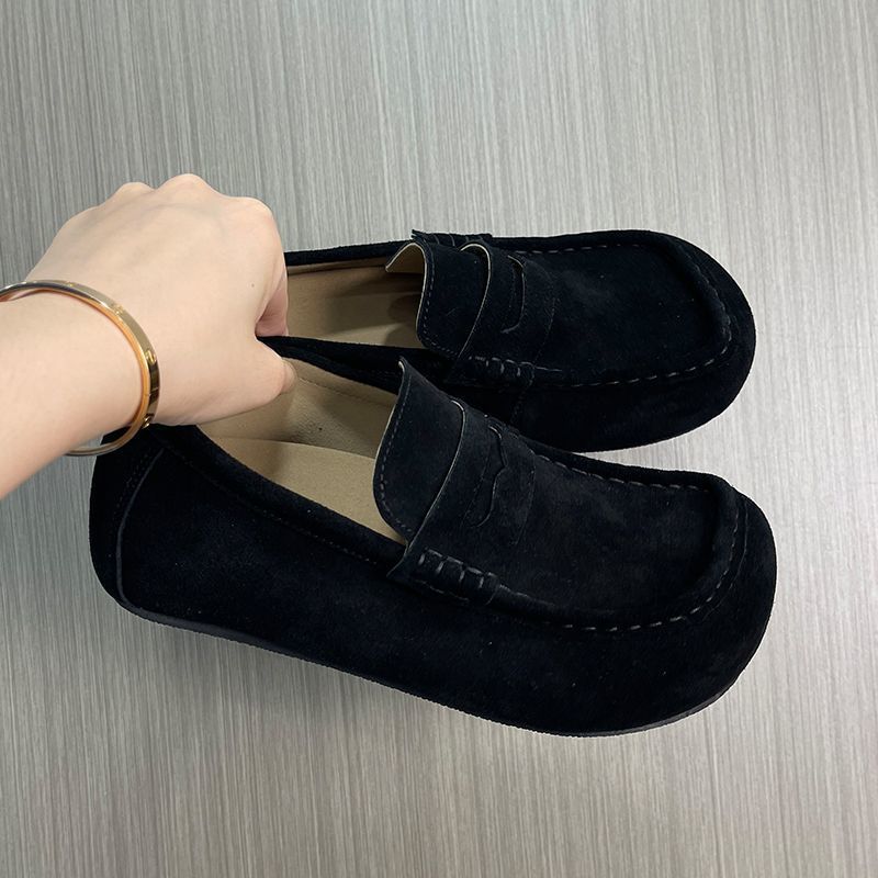 Aumentar la altura de los zapatos de base gruesa, Old Money Wind, retro cuero de veludo, zapatos casuales Muller para hombres, zapatos de viaje para hombres, zapatos Lefour para hombres.