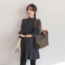 孕妇毛衣女中长款爆款秋冬半高领宽松显瘦韩版中领针织衫内搭上衣