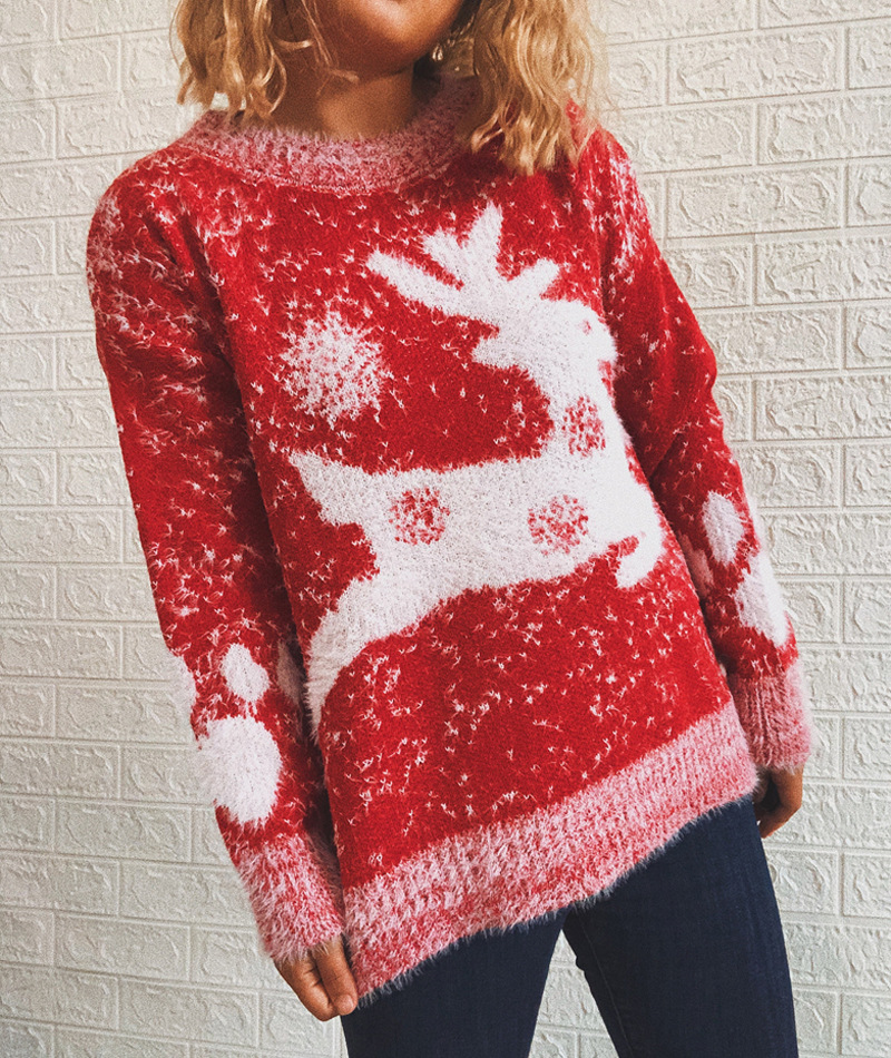 ciervos copo de nieve cuello redondo suéter suéter nihaostyles venta al por mayor disfraces de Navidad NSSX88951