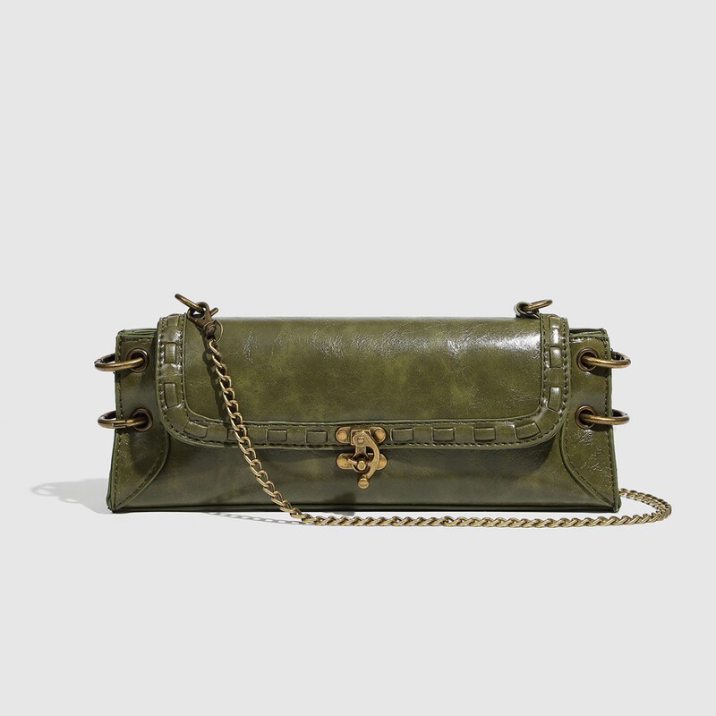 Single Shoulder Lock Buckle Antique Bronze Crossbody Bag, Shoulder Bag, Clutch Bag, Underarm Bag, Chain Women's Bag, Wholesale Trendy Small Square Bag