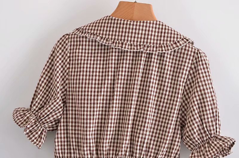  Spring French Doll Collar Plaid Blouse NSAM55336