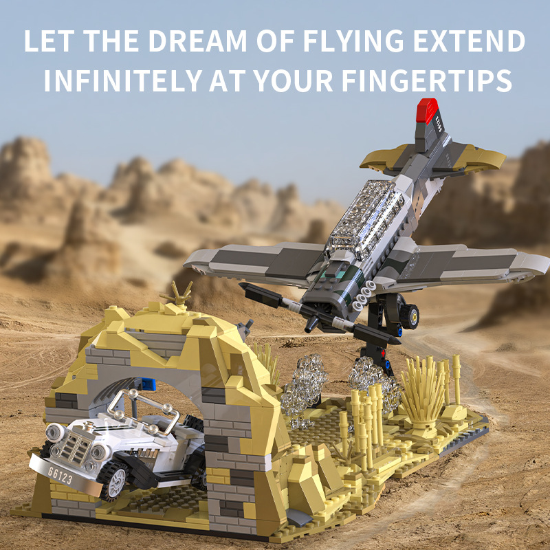 360 ° avión de hélice móvil escenas de aventura en el desierto de granulares modelo de bloques ornamentados image 1
