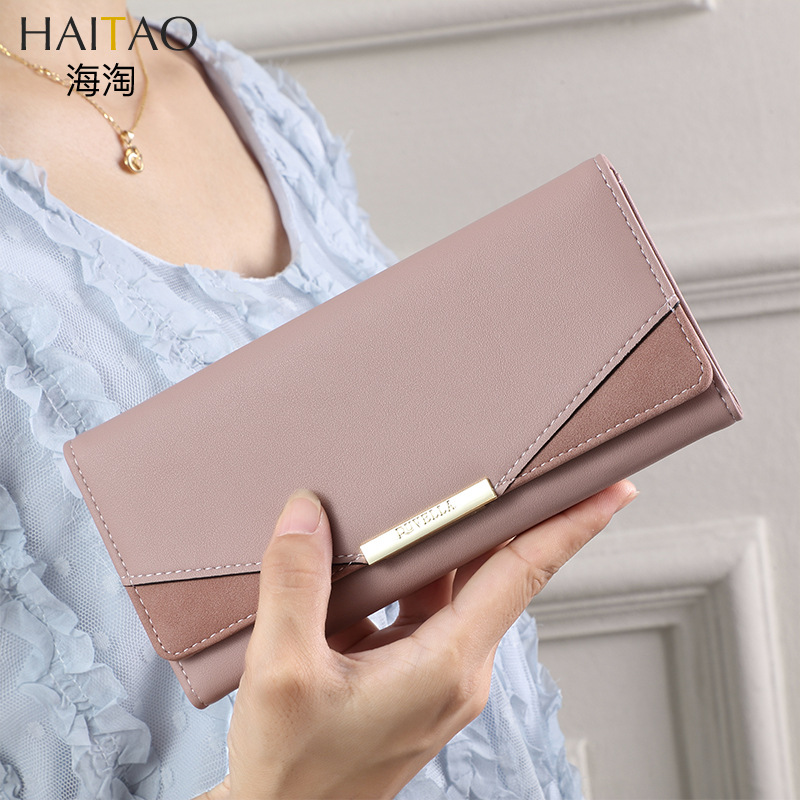 Haitao billetera de mujer simple estilo coreano embrague cartera transfronteriza moda cartera larga Cartera de mujer simple titular de la tarjeta lote