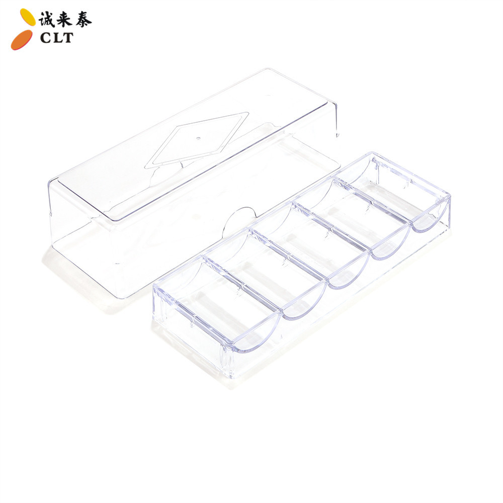 Bandeja de caja de chips de plástico de suministro con tapa 100 piezas caja de rack de chips de acrílico transparente caja de chips de plástico personalizada