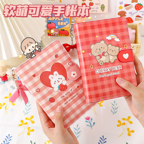 Simple ins style loose-leaf notebook, detachable notebook, soft leather coil notebook, cute magnetic buckle notebook for girls