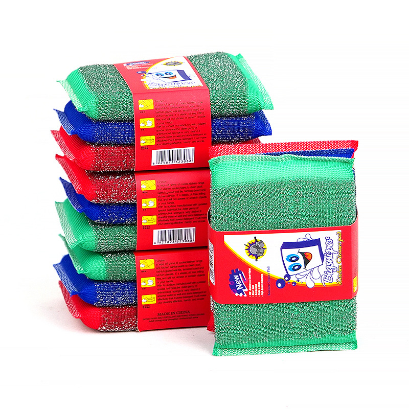 Entrega de una sola pieza de acero paño de lavado Rey cocina hogar bloque de limpieza de acero inoxidable olla de lavado bloque de esponja de lavado