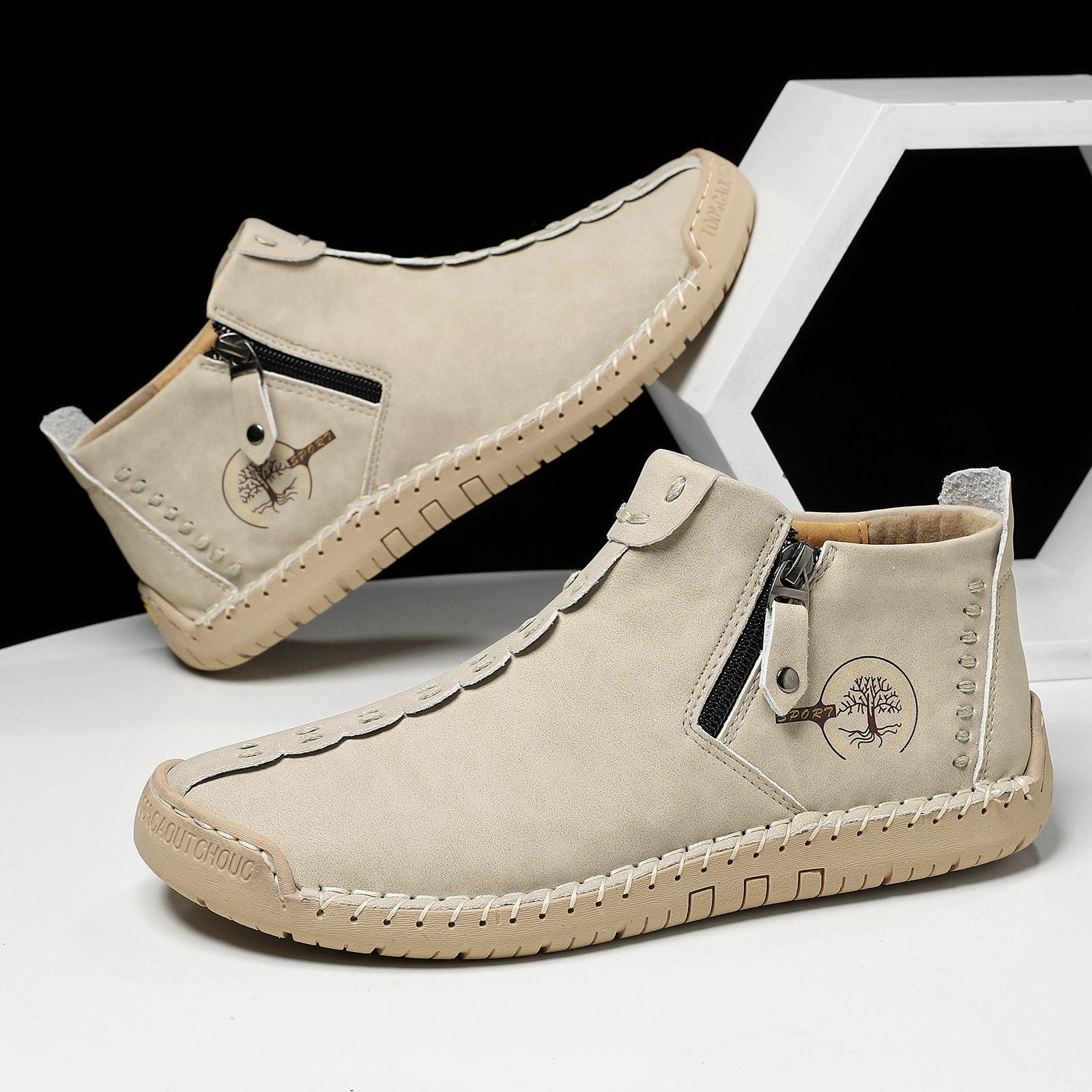 Мужские Ботинки Martin с трансграничными взрывами, весна и осень, Новое поступление, мужские ботинки на молнии больших размеров, уличные повседневные ботинки для спецодежды, сшитые вручную