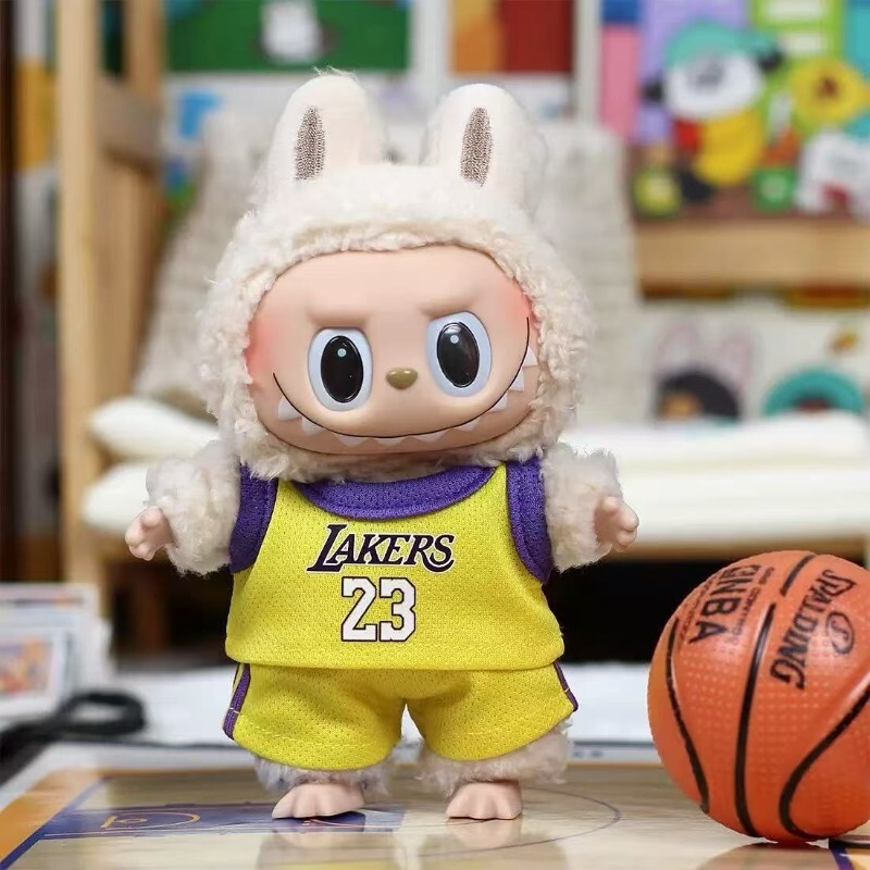 [Clothes Only] Labubu Baby Clothes 17cm Labubu Basketball Uniform Heart-Warming Macaron Doll Pendant Dress-Up