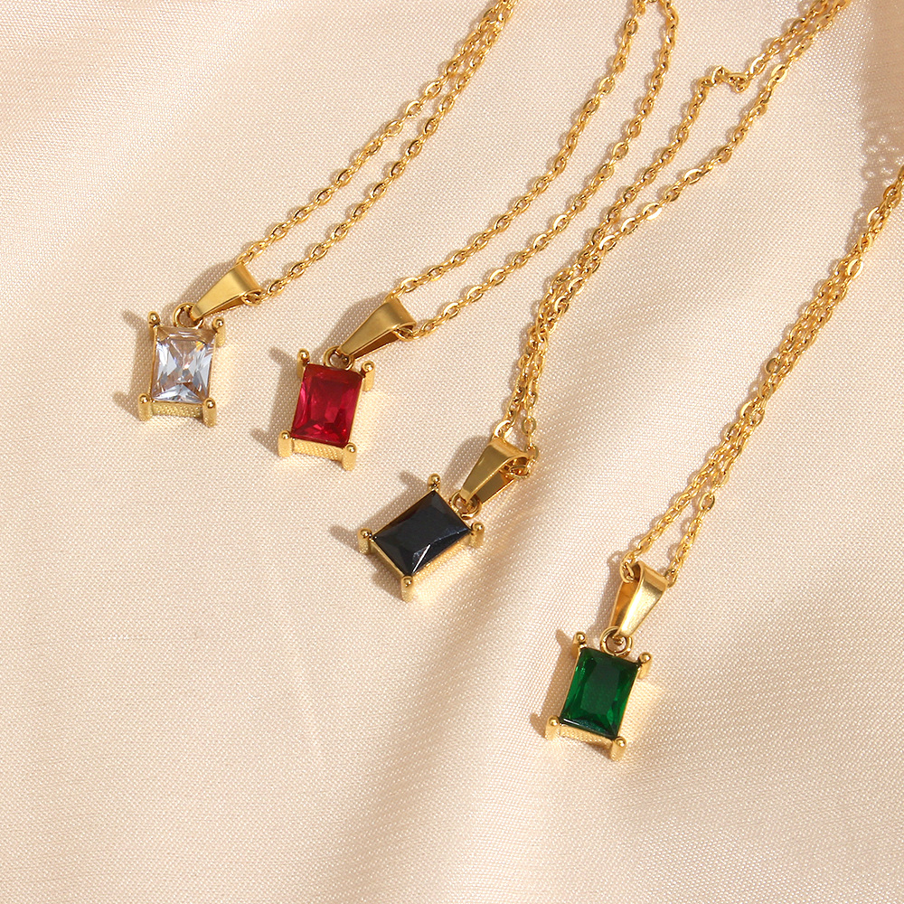 Glam Square Stainless Steel Plating Zircon Gold Plated Necklace display picture 3