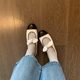 666-19 Su Yinyin with Nini Princess Xiao Xiang Feng Round Head Bow Flat Ballet Shoes Female Mary Jane