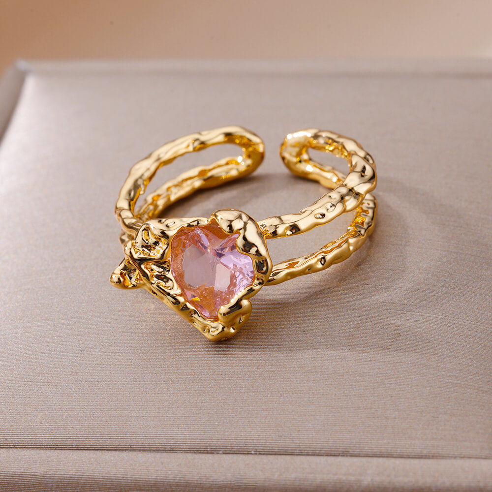 10g Weight Zircon Inlay Material Rings Classification Adjustable Ring Size 1 Piece Quantity Daily Occasion Copper Material Irregular, Heart Shape Pattern All Seasons Season Women's Gender Plating Design Elegant, Simple Style Style Wholesale Jewelry Elegant Simple Style Irregular Heart Shape Copper Zircon Plating Rings 11