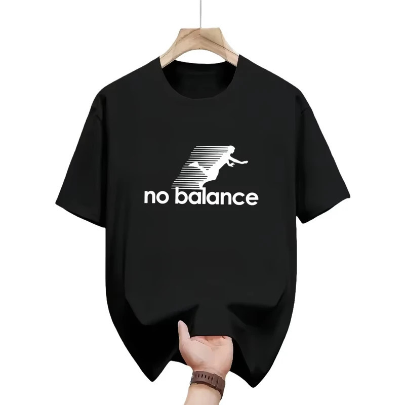 [Cross-border European sizing] Men's 'No Balance' Humorous Graphic Oversized T-shirt