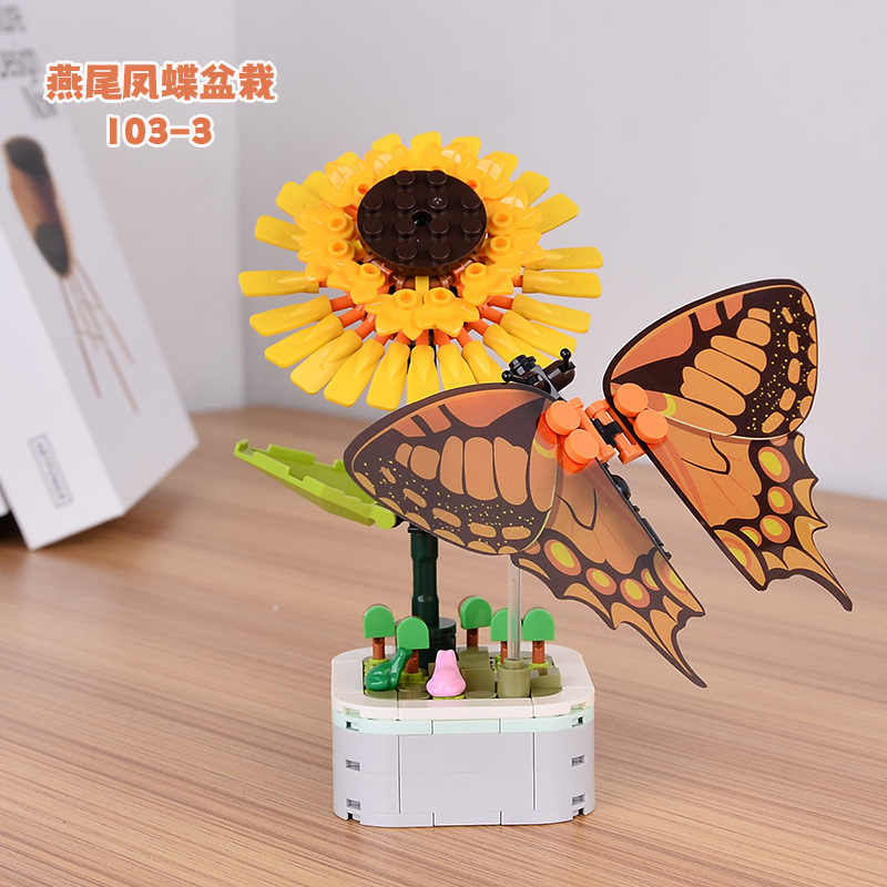 Diamante caballo mariposa libélula en maceta flores rompecabezas montado bloques de construcción adornos creativos 103f Navidad Año Nuevo regalo de Año Nuevo