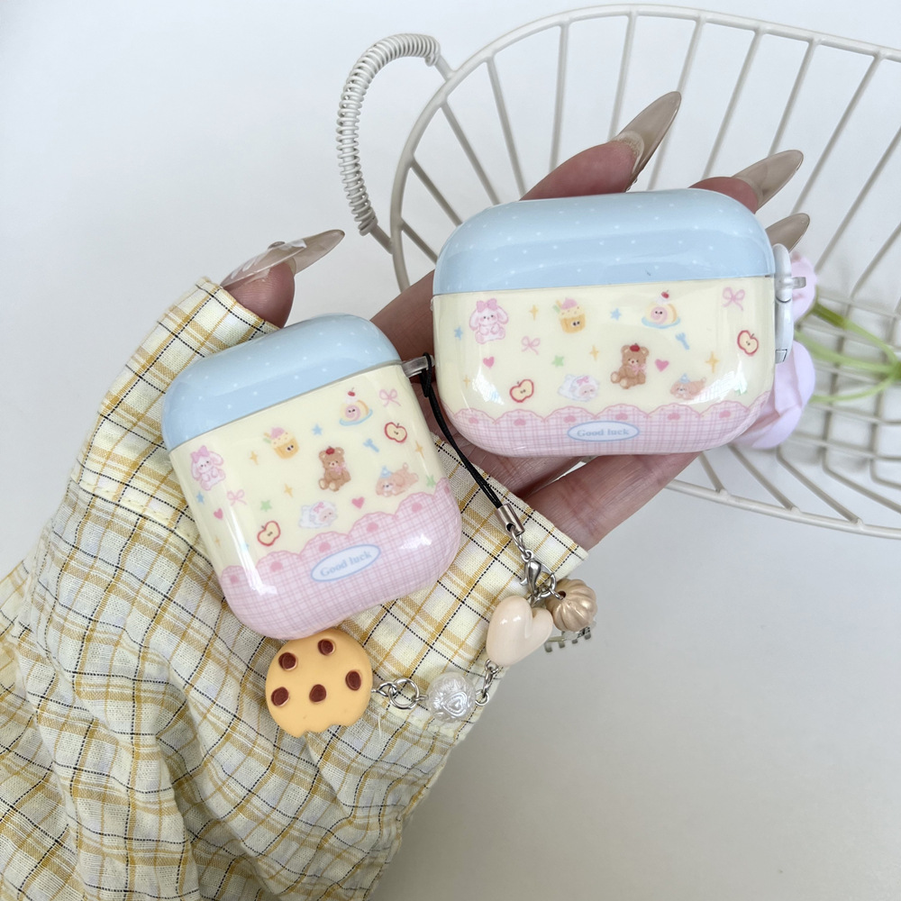 Cute Cartoon Cake Bear para AirpodsPro2 generación colgante airpods1/2 carcasa para auriculares 3 generación 4 mujeres