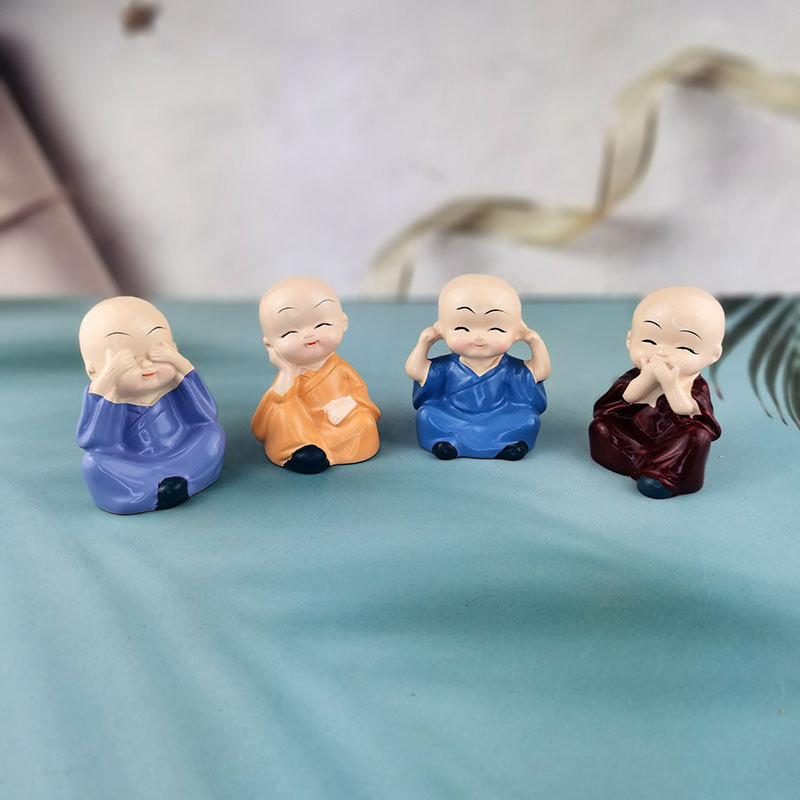 四不创意小和尚摆件汽车内饰 功夫小和尚创意礼品禅意小和尚