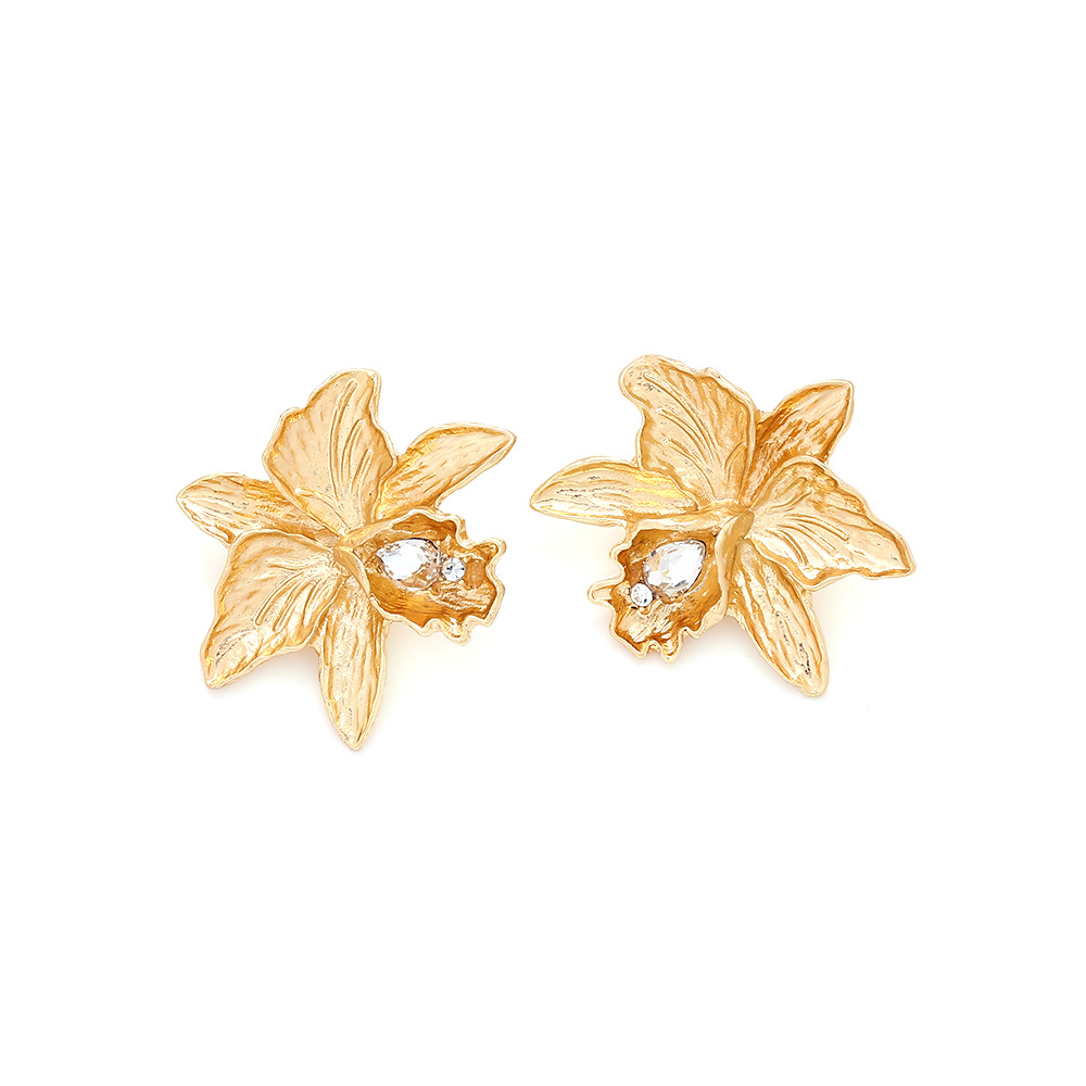1 Pair IG Style Sweet Flower Plating Inlay Zinc Alloy Rhinestones Ear Studs display picture 4
