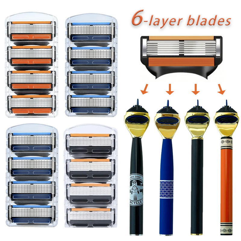 Hot New Foreign Trade 6-Layer Manual Razor Men's Metal Razor Geely Universal 6-Layer Razor Head