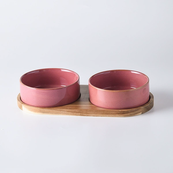 Straight bowl kiln becomes red flower glaze 2+ double -phase thought wood tray