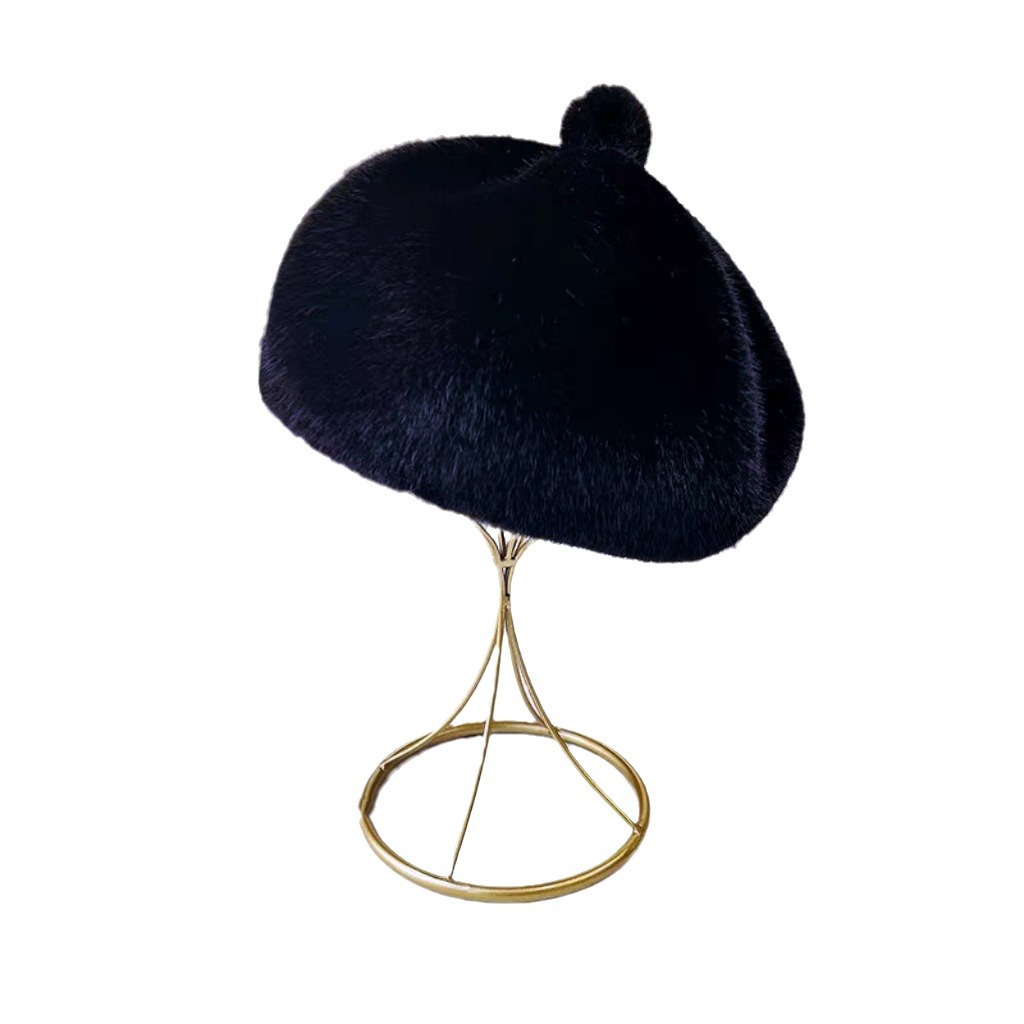 (2개) 2024 새로운 스타일 모방 밍크 헤어 한국 패션 베레모 가을과 겨울 두꺼운 따뜻한 모자 숙녀 호박 팔각형 모자