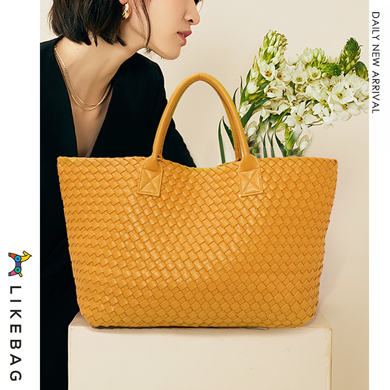 Cross-Border Women's Bags, Pure Handmade Woven Bags, Large Capacity Mother-Daughter Bags, Handbags, Casual Bags, European and American Style, Single Shoulder Crossbody Bags