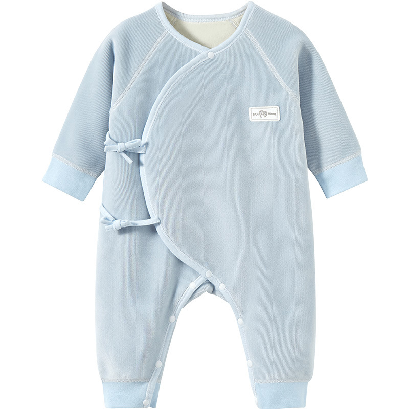 Ropa para bebés recién nacidos para primavera, otoño e invierno, pelele estilo monje con forro polar para recién nacidos, capa base para niños y niñas, traje de una pieza cálido, ropa de otoño para bebés.