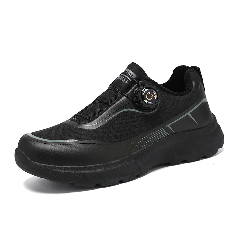 Zapatos de hombre de invierno al aire libre montaña antideslizante calentamiento zapatos de algodón negro botón giratorio viajes deportivos zapatos de moda casuales image 6