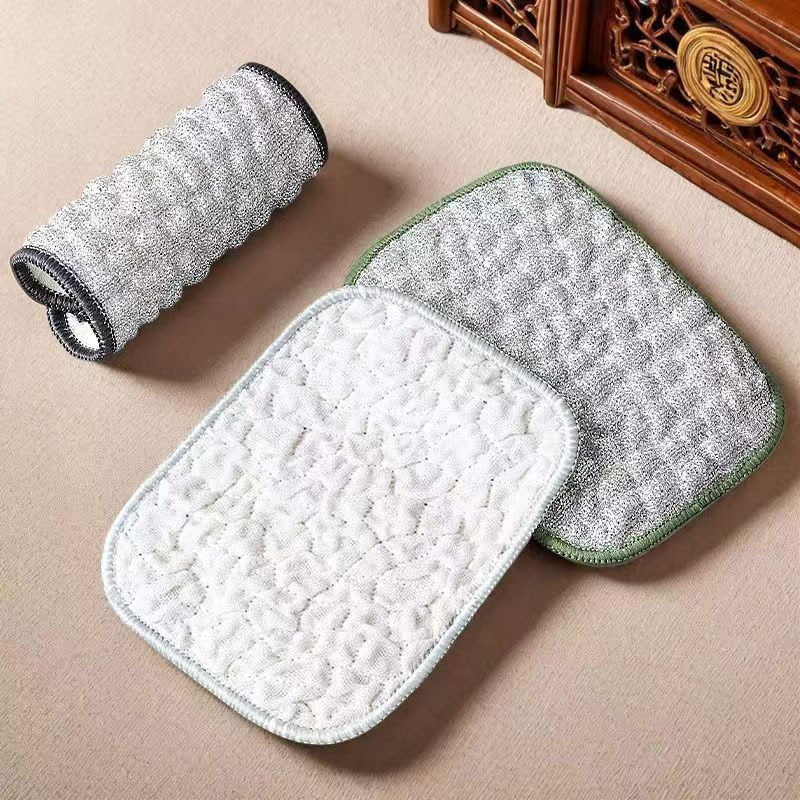 家用银丝棉纱洗碗巾不沾油吸水百洁布刷锅神器厨房刷碗钢丝棉批发|undefined
