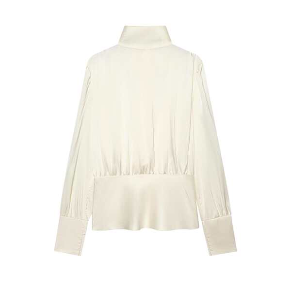 summer elegant cream shirt with bow