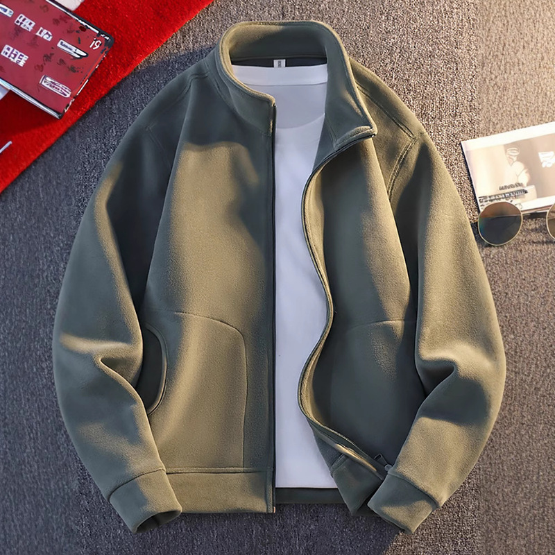 Double-Sided Austrian Velvet Jacket Men's Autum Jacket Lining Polar Fleece 2025 Jacket Top Cardigan Sweatshirt