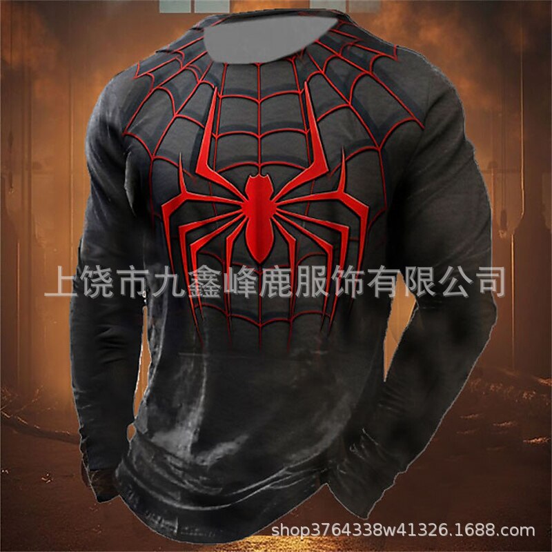 Dropshipping 2026 Halloween Spider-Man Retro Design Long Sleeve T-Shirt Casual Outdoor Daily Wear for Autumn and Winter Dropshipping 2026 Halloween Spider-Man Retro Design Long Sleeve T-Shirt Casual Outdoor Daily Wear for Autumn and Winter