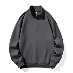 秋冬新款品质卫衣男士半拉链纯色宽松立领polo衫复古百搭潮流长袖