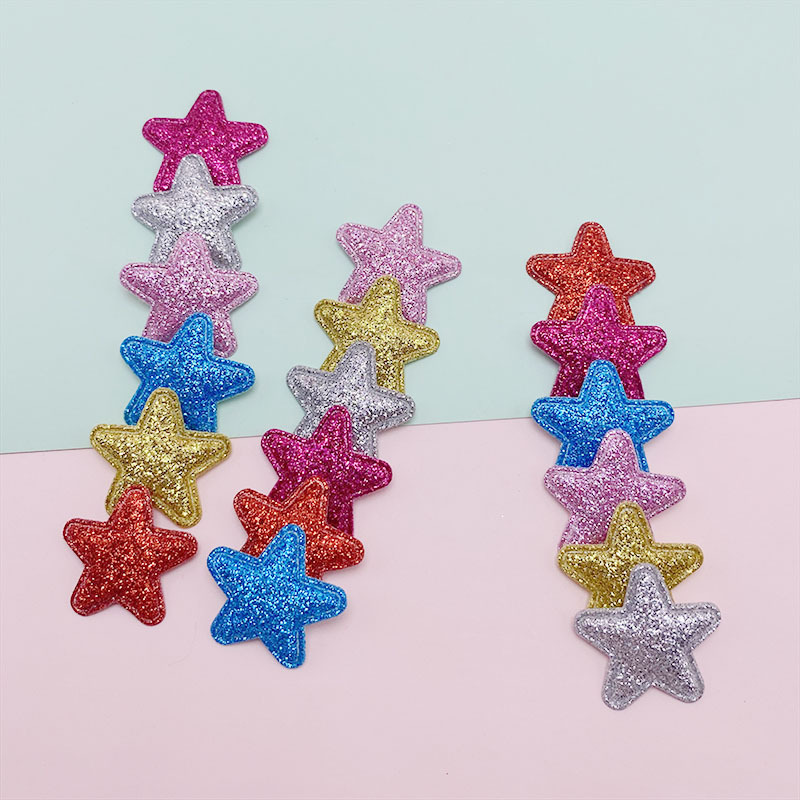 Ultrasonic embossing 2.5cm gold powder five-pointed star children's hair accessories material decoration handmade jewelry accessories spot Ultrasonic embossing 2.5cm gold powder five-pointed star children's hair accessories material decoration handmade jewelry accessories spot