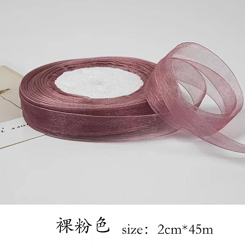 2cmクリーム透明風雪紡糸プレゼント包装リボンケーキDIY紐縛り花リボン|undefined