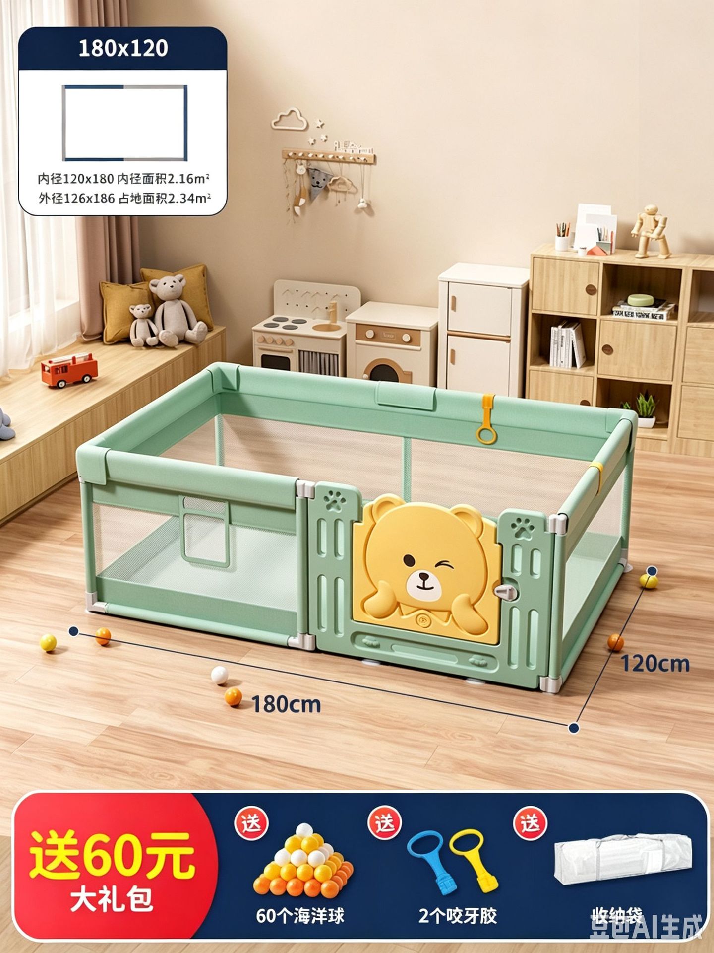Corralito de Seguridad para Bebés de Tela De Seguridad para Casa image 10