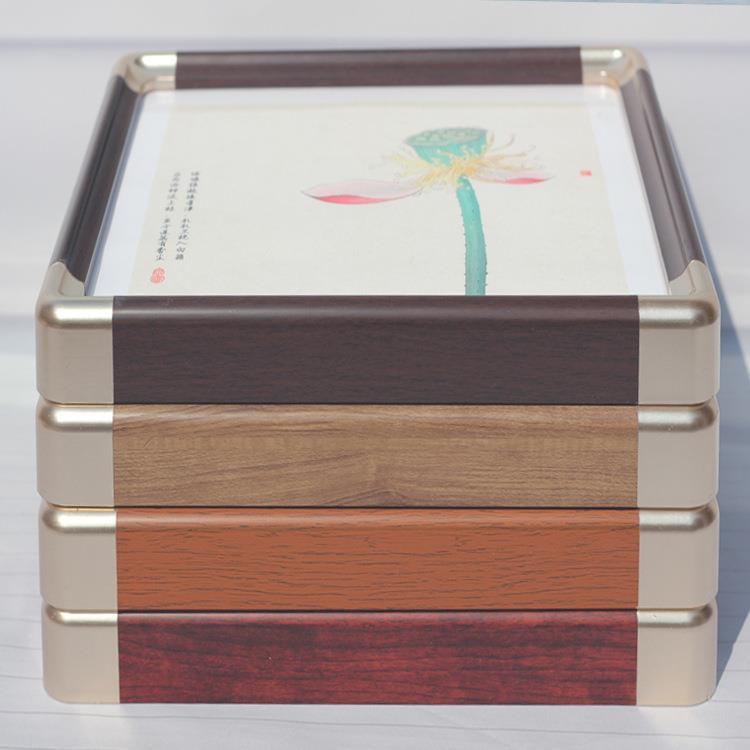 ✅ Square Faux Wood Picture Frame Abs Copper Corner Photo Frame Large Size New Chinese Style Decoration Factory Direct Sale New Style