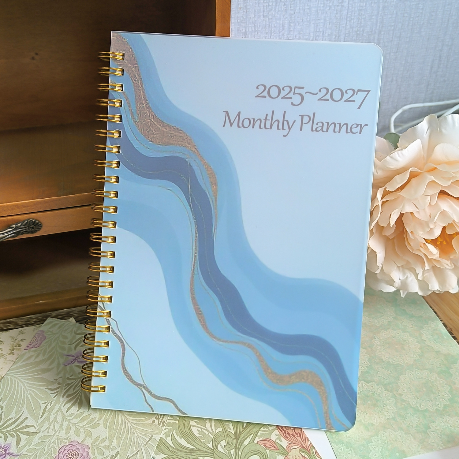 Moyan nuevo plan de 3 años, patrón de mármol, planificador personal, cuaderno de notas para estudiantes de arte