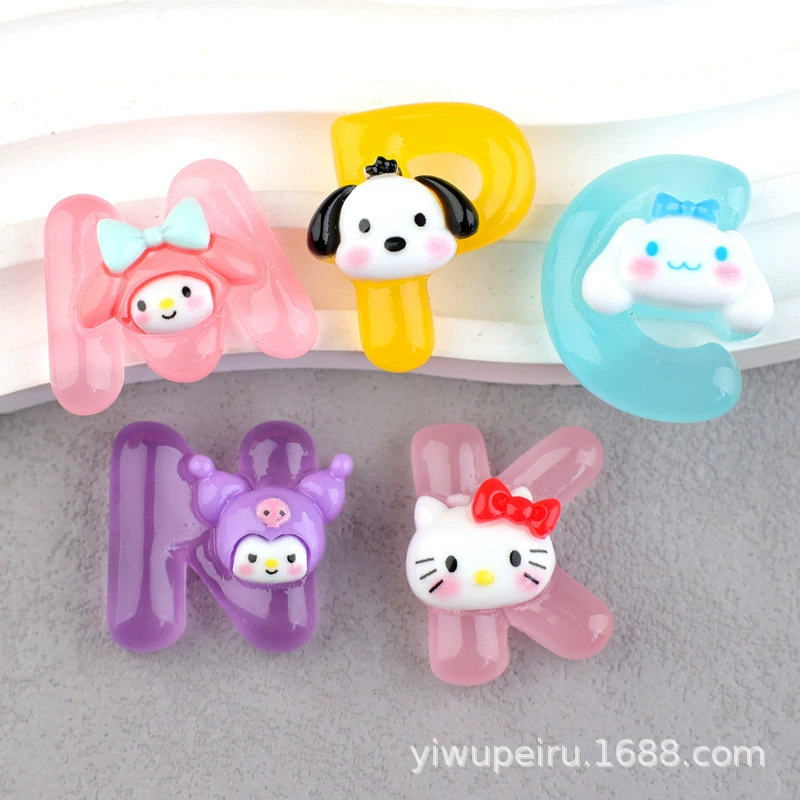  Glow-in-the-dark Sanrio letters cream glue decoration DIY clogs чехол для телефона смола аксессуары домашние материалы оптом