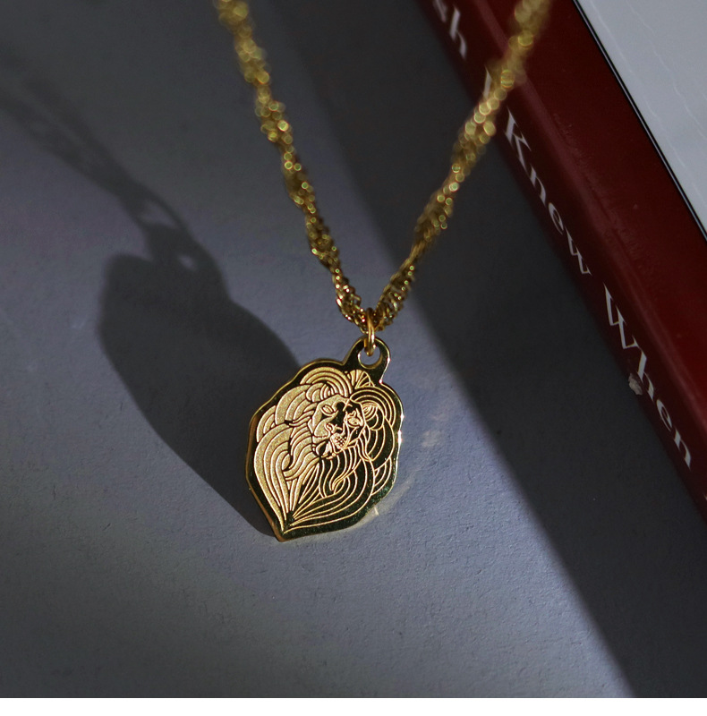 Retro Lion Titanium Steel Plating Pendant Necklace 1 Piece