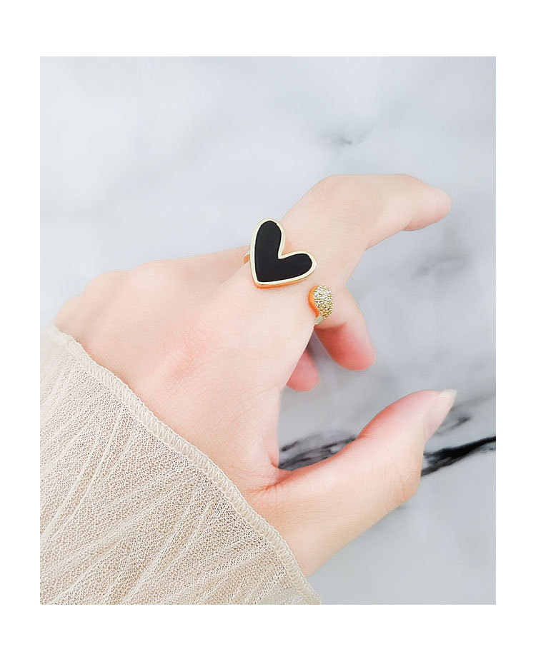 Fashion Heart Shape Copper Inlay Zircon Rings 1 Piece