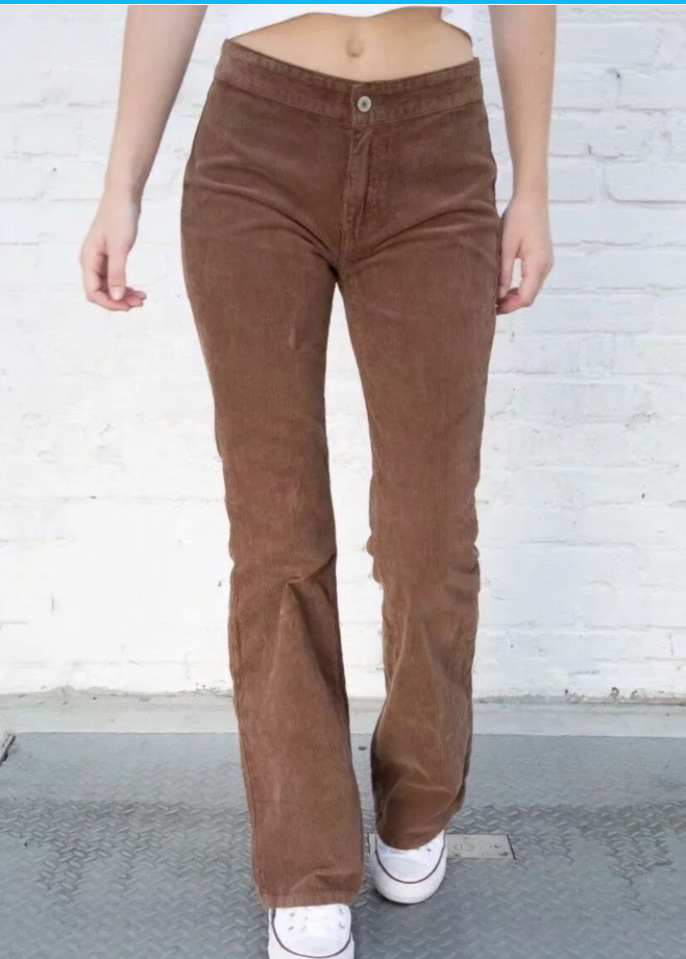 thin corduroy bell bottom trousers NSHS25238