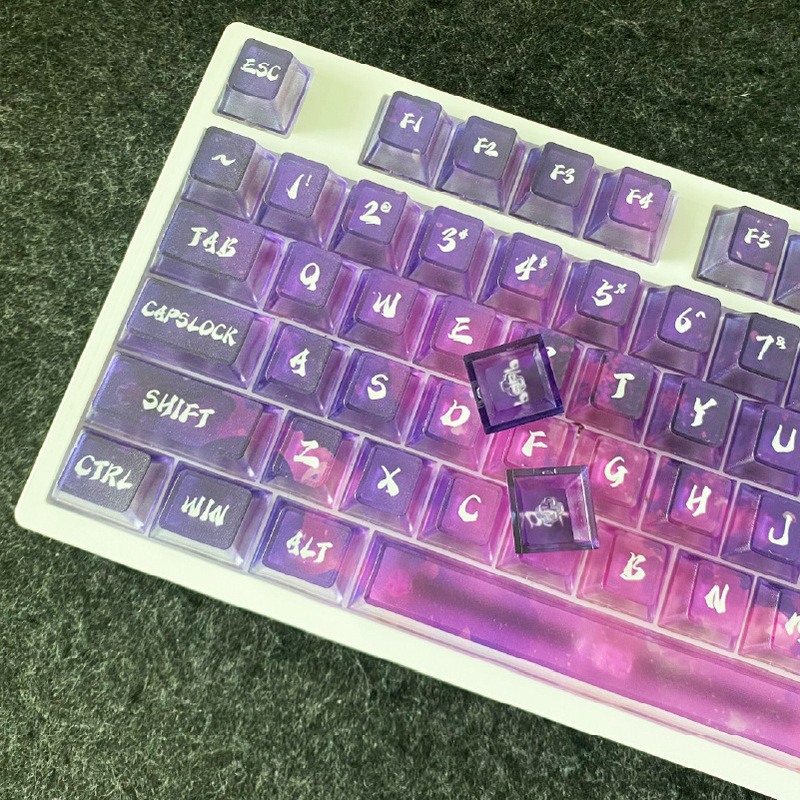 跨境热销星空紫透明个性键帽DIY客制化键盘配件原厂高度PC材质|undefined