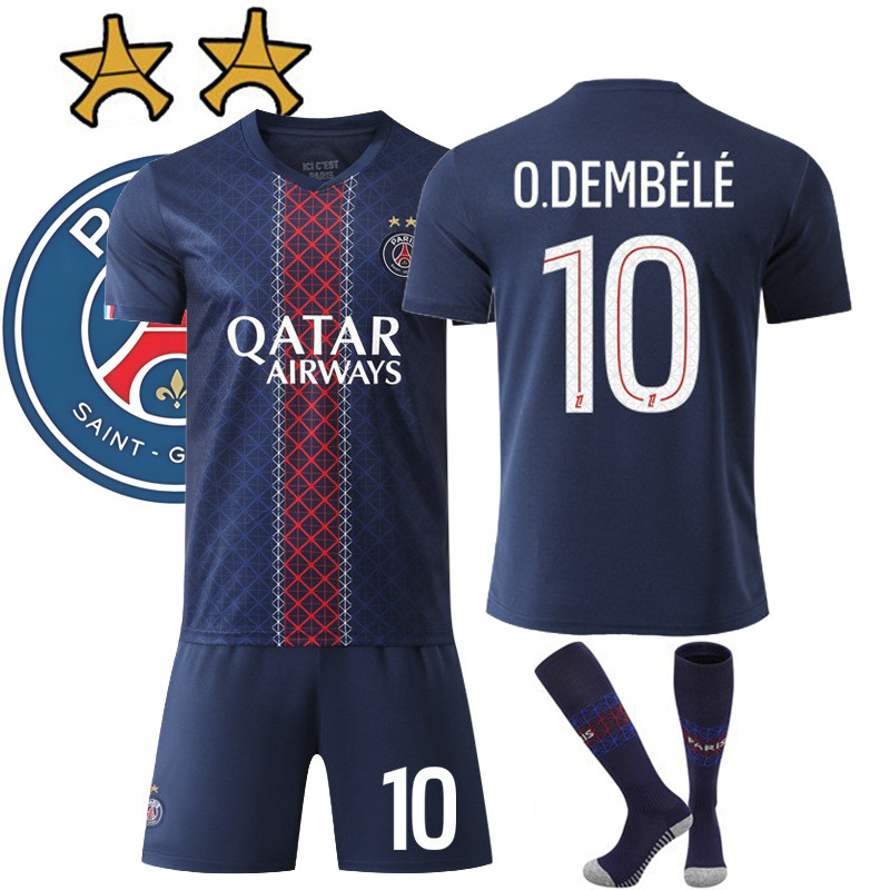 2526 Paris Champions League Champions Home Football Uniform 10 Dembélé Jersey Set Kidsren's and Adult Game Uniforms 2526 Paris Champions League Champions Home Football Uniform 10 Dembélé Jersey Set Kidsren's and Adult Game Uniforms