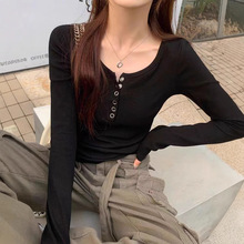 圆领打底衫女内搭外穿春秋冬款修身显瘦百搭纯色T恤长袖打底上衣