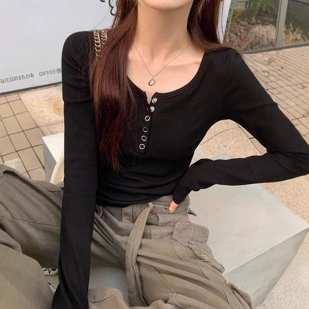 圆领打底衫女内搭外穿春秋冬款修身显瘦百搭纯色T恤长袖打底上衣