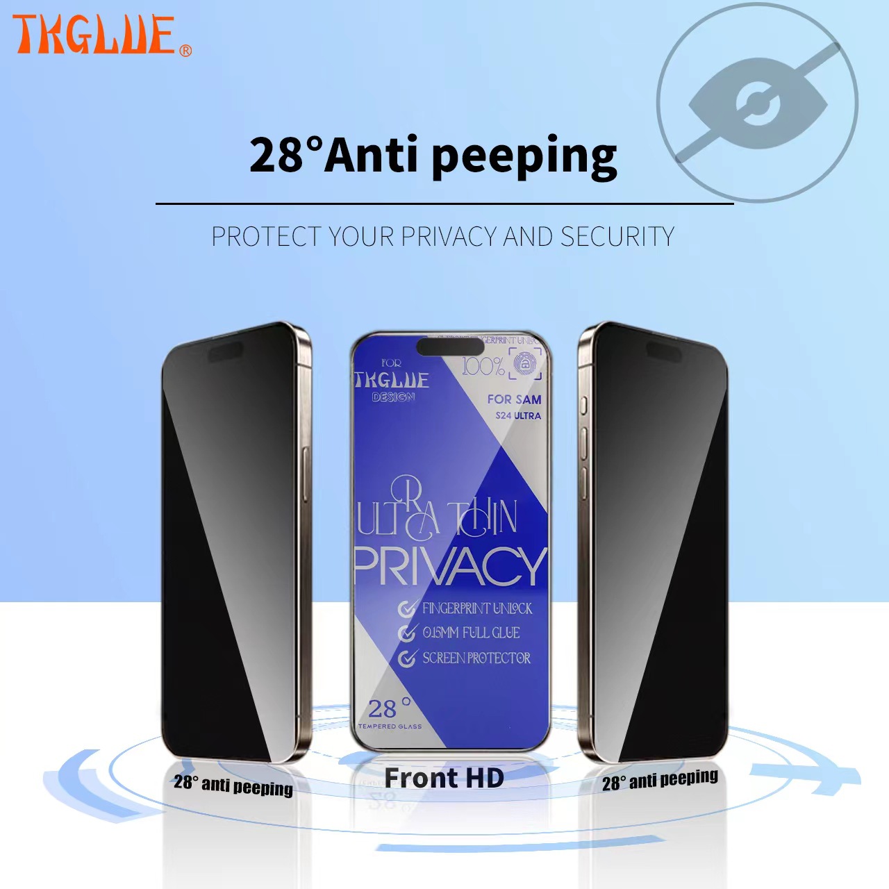 Suitable for Samsung S25Ultra3D ultra-thin 28 degree anti-peep tempered film S25 S24 fingerprint unlock protective film