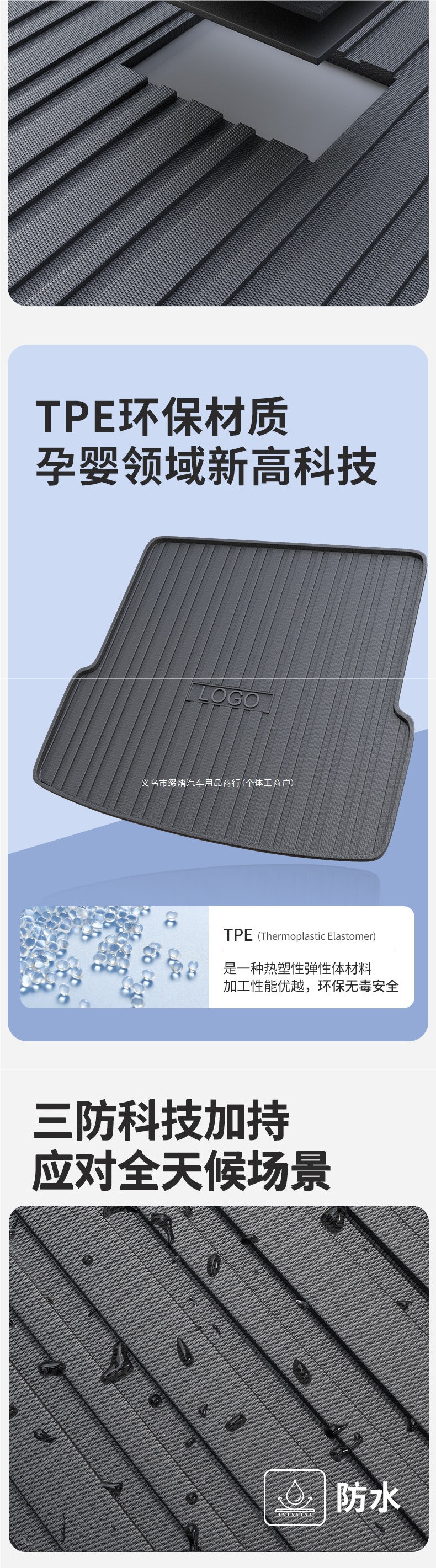 TPE car trunk mat 2025 new and old model car trunk mat, anti-dirt, high-sided, waterproof trunk mat
